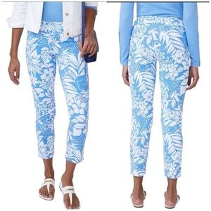 J MCLAUGHLIN NEWPORT CAPRI PANT S HAWAIIAN PRINT TROPICAL CATALINA CLOTH Sz 4